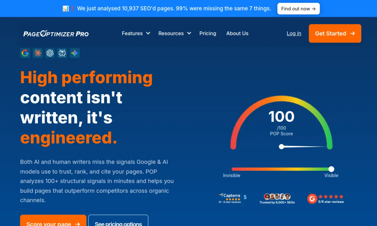 Screenshot of Page Optimizer Pro website