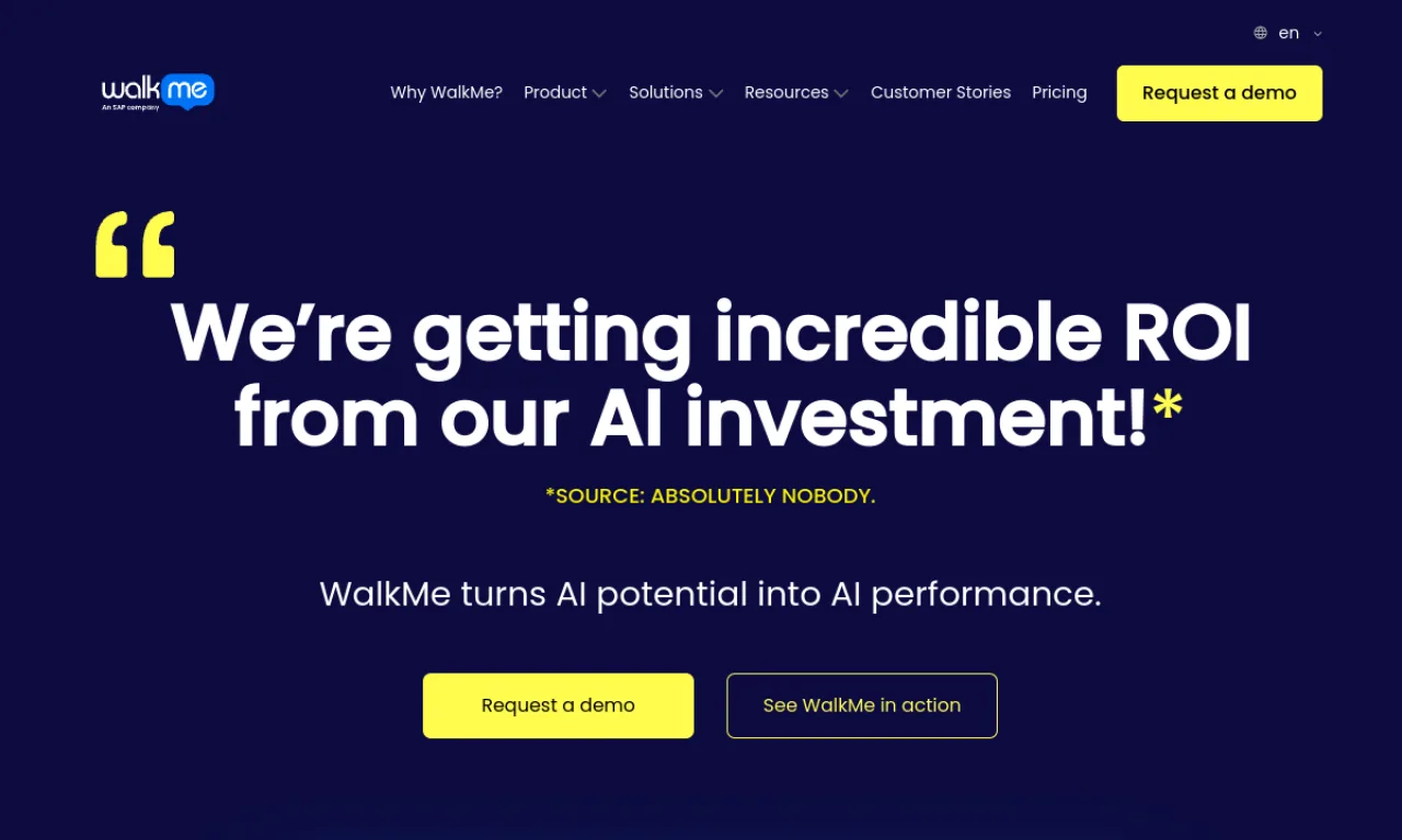 Screenshot of WalkMe (SAP) website