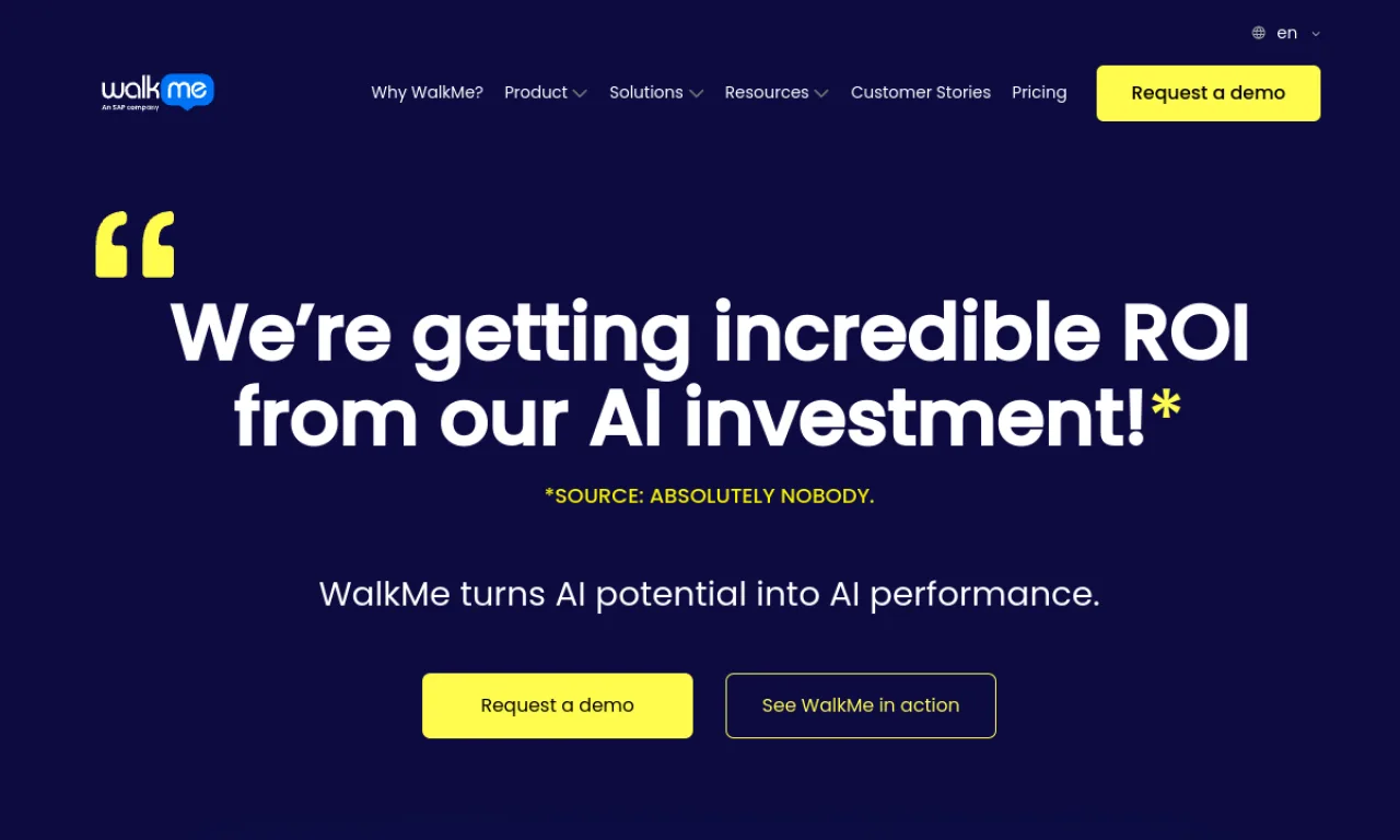 Screenshot of WalkMe (SAP) website