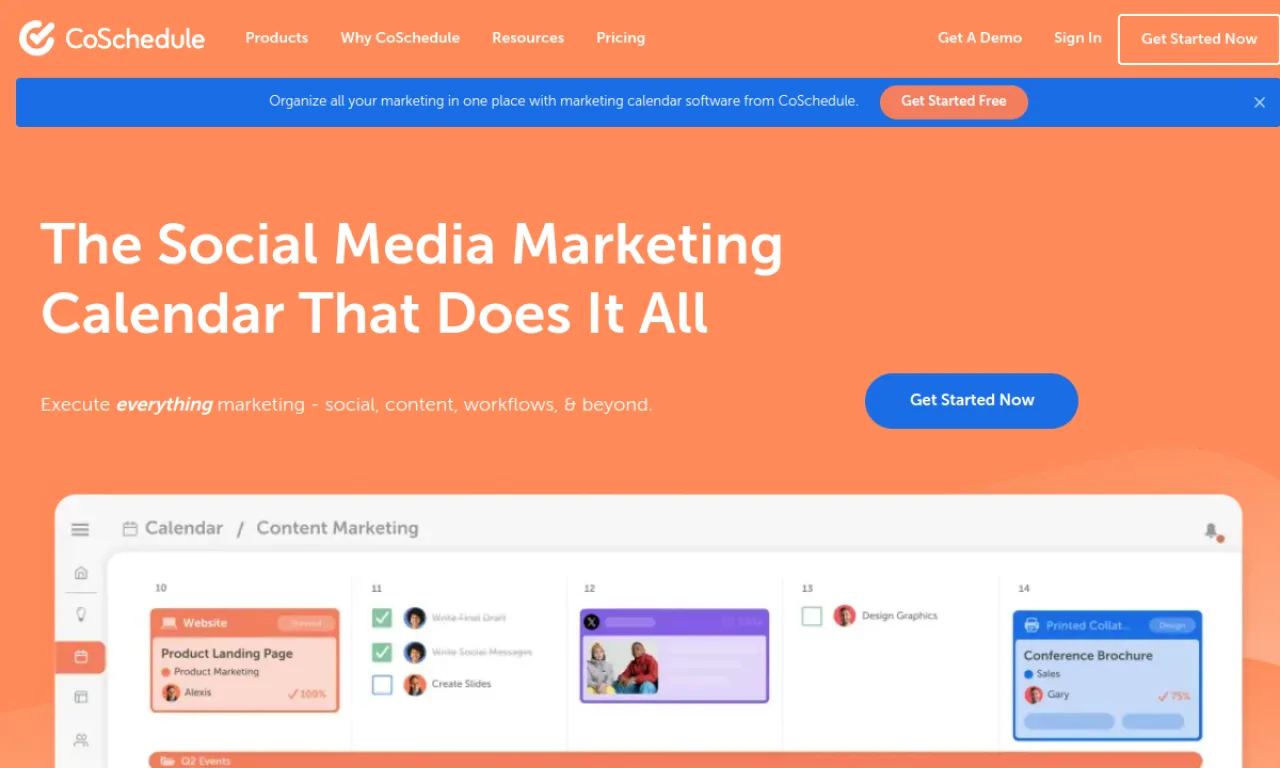Screenshot of CoSchedule website