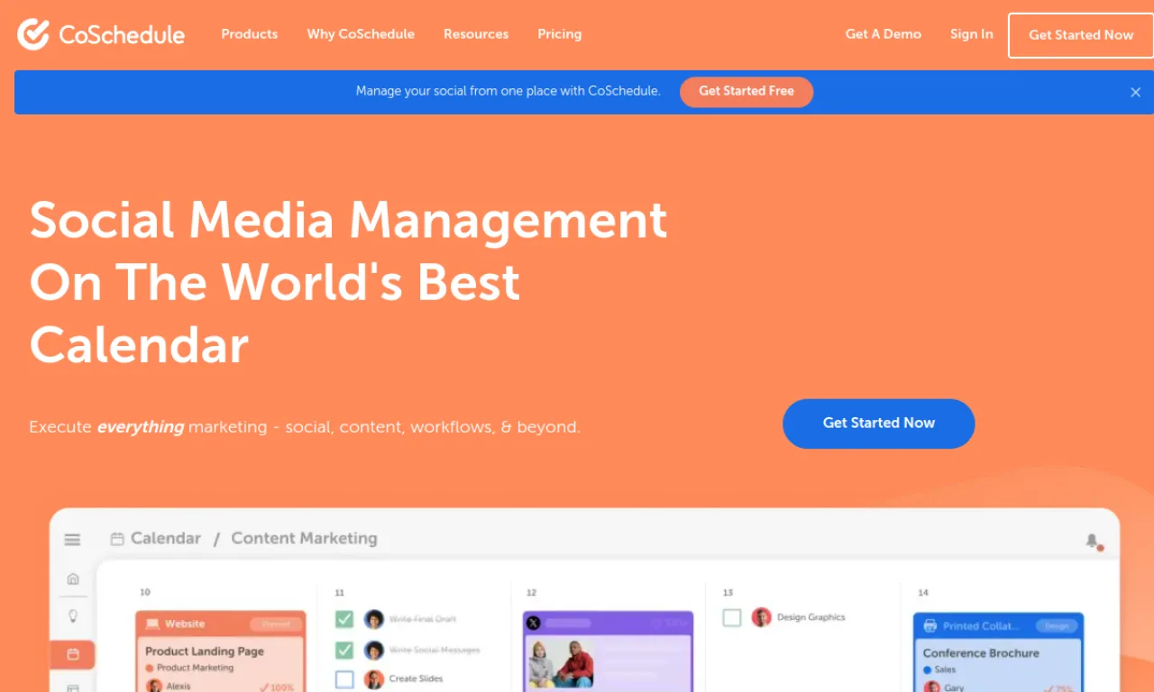 Screenshot of CoSchedule website
