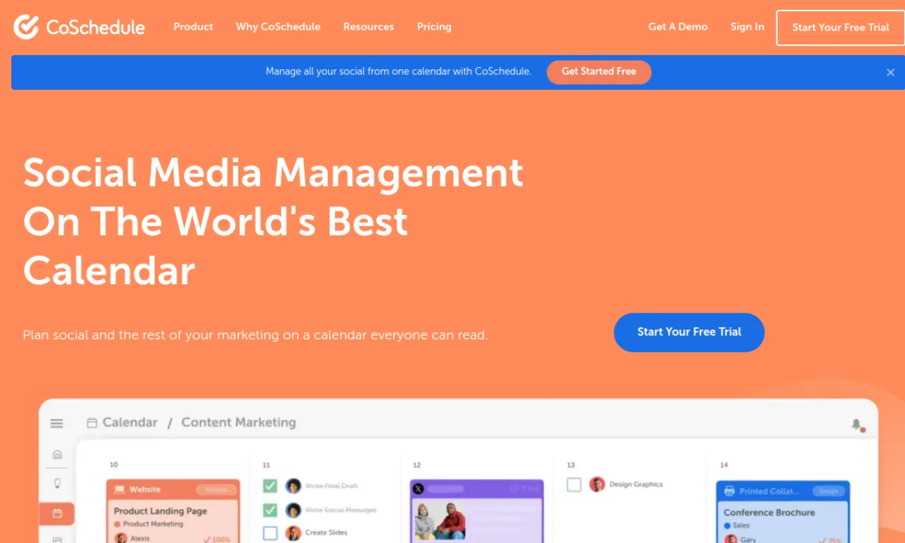 Screenshot of CoSchedule website