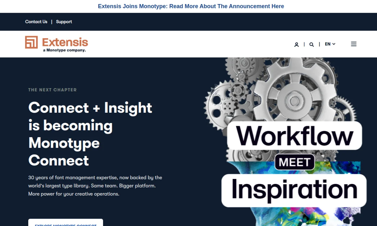 Screenshot of Extensis Portal website