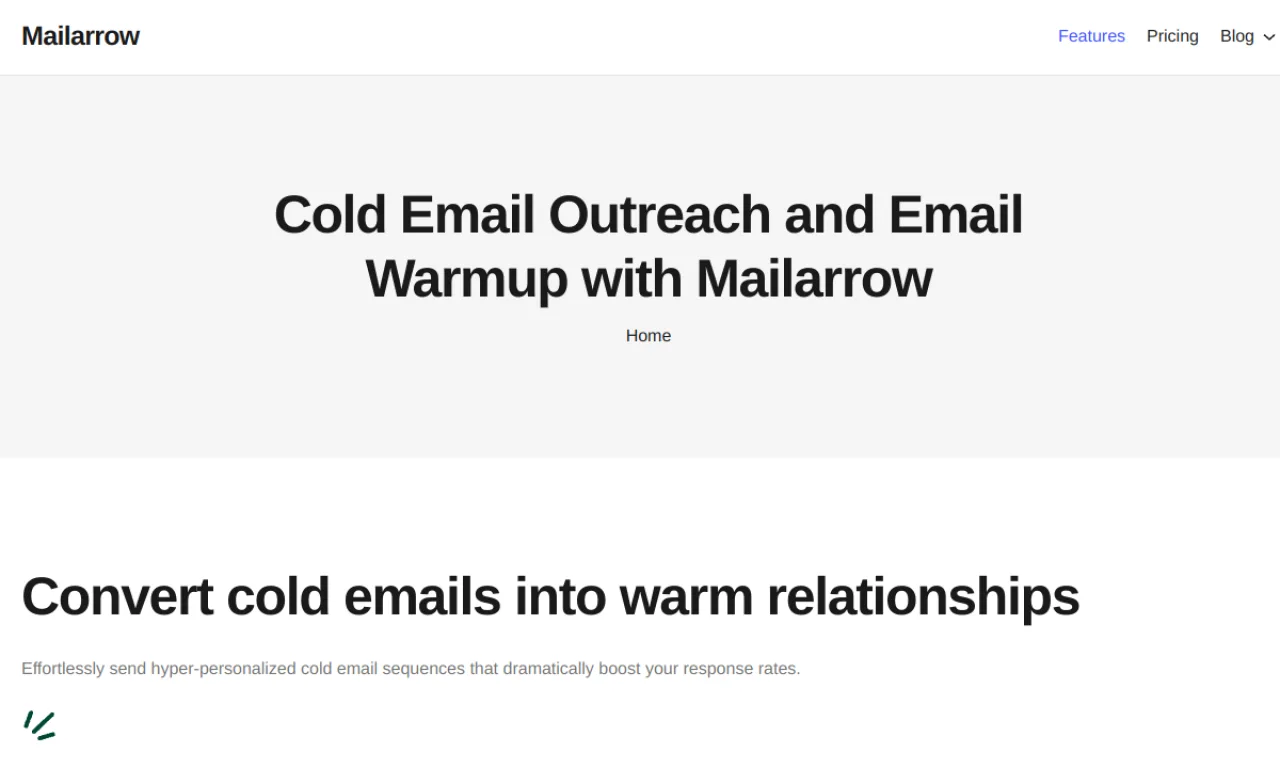 Screenshot of Mailarrow website