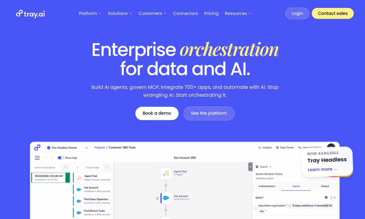 Screenshot of Tray Merlin website
