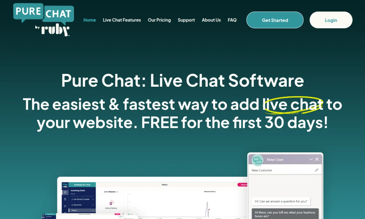 Screenshot of Pure Chat website