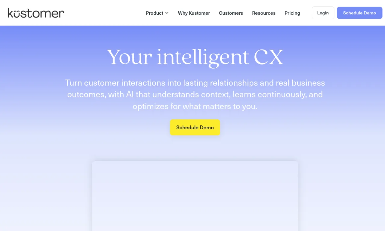 Screenshot of Kustomer (Meta) website