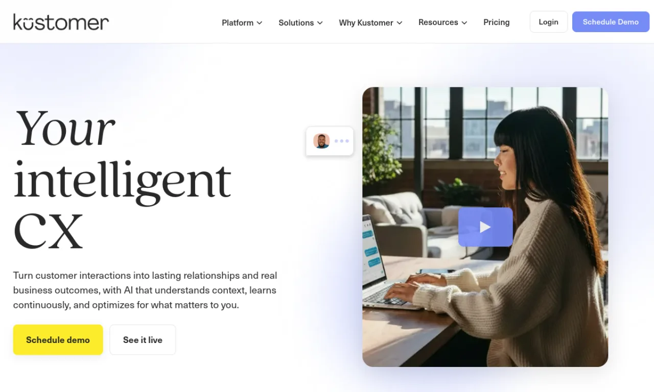 Screenshot of Kustomer (Meta) website