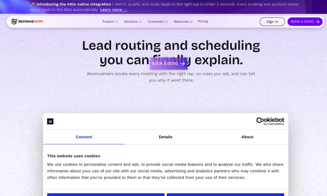 Screenshot of RevenueHero website