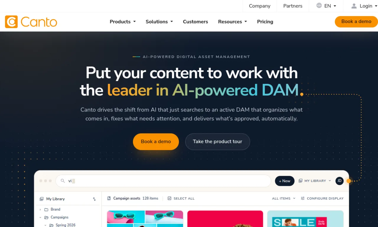 Screenshot of Canto website