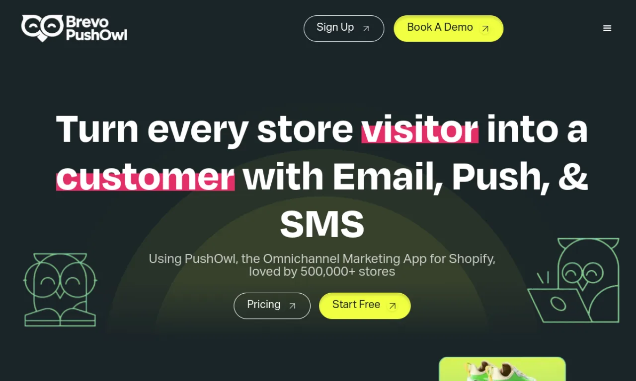 Screenshot of PushOwl website