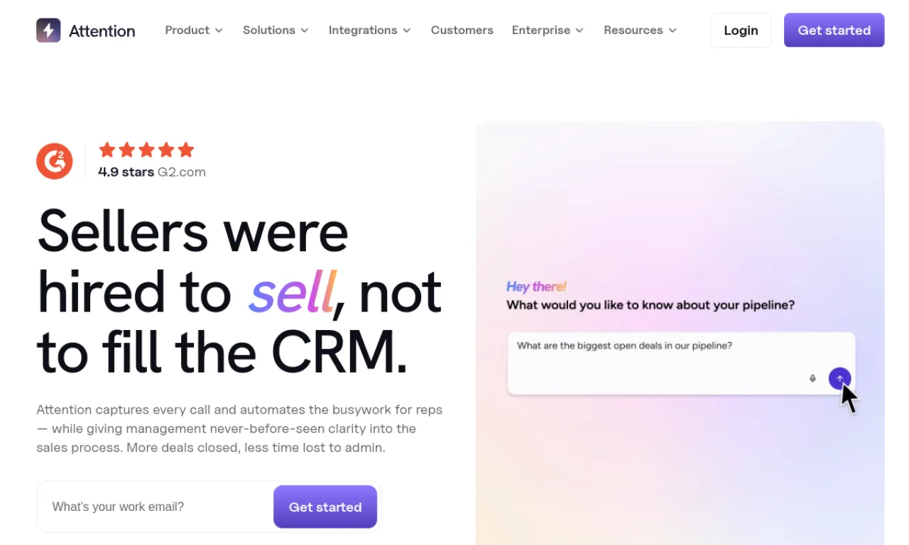 Screenshot of Attention website