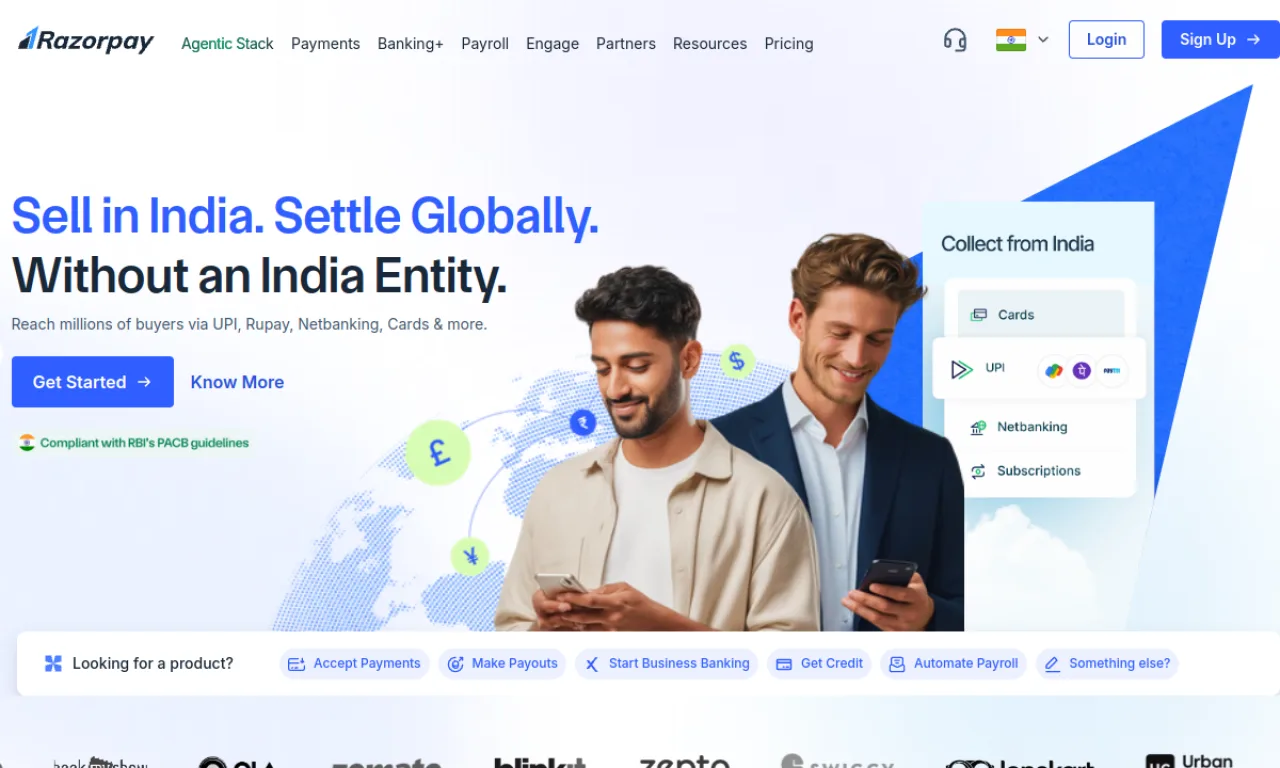Screenshot of Razorpay website
