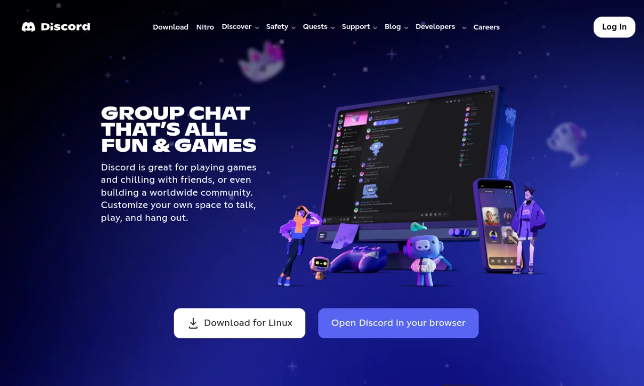 Screenshot of Discord website