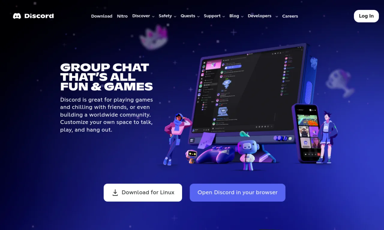 Screenshot of Discord website