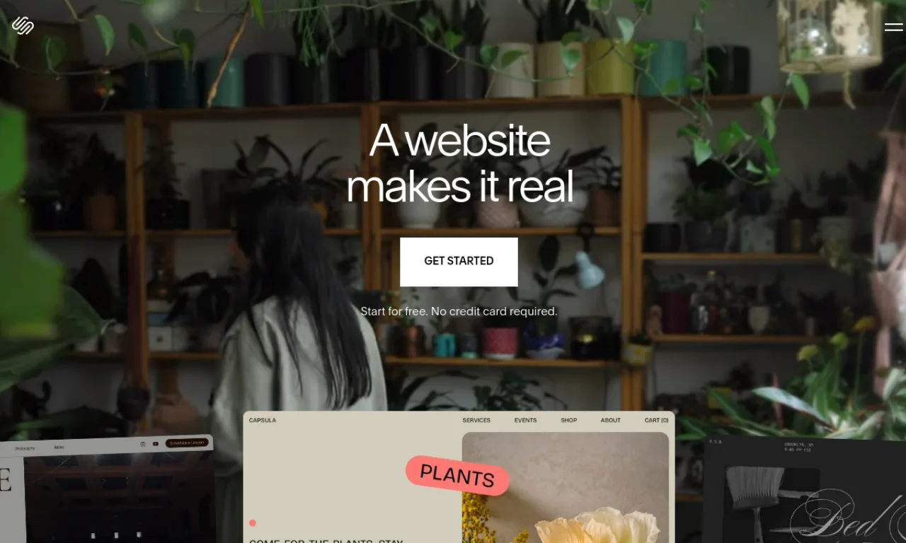 Screenshot of Squarespace website