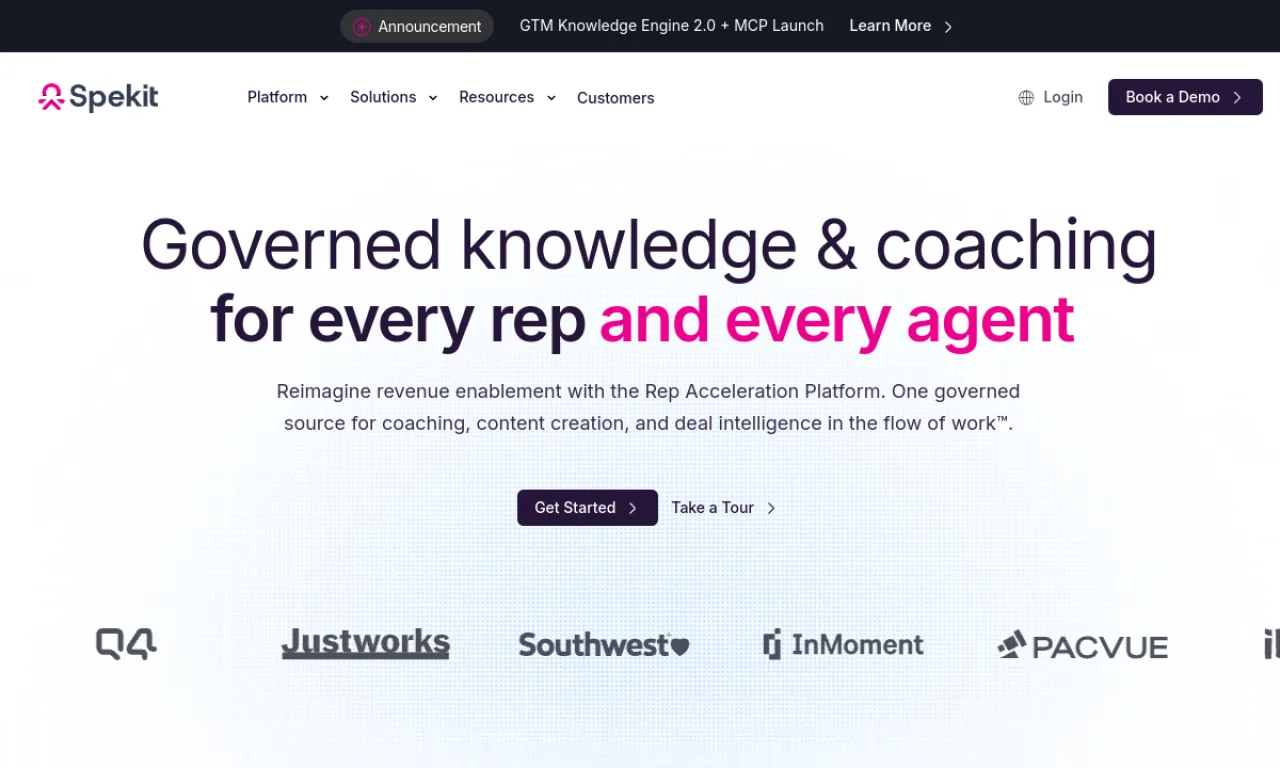 Screenshot of Spekit website