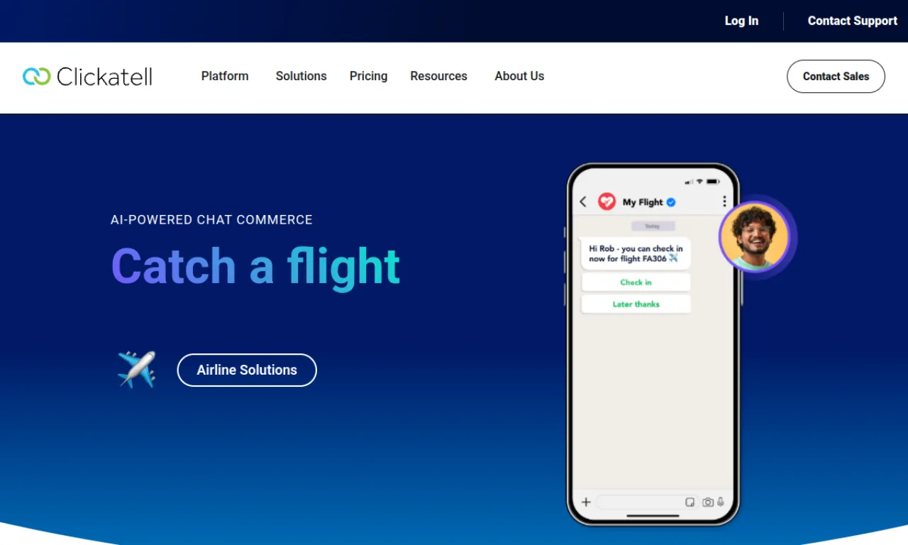 Screenshot of Clickatell website