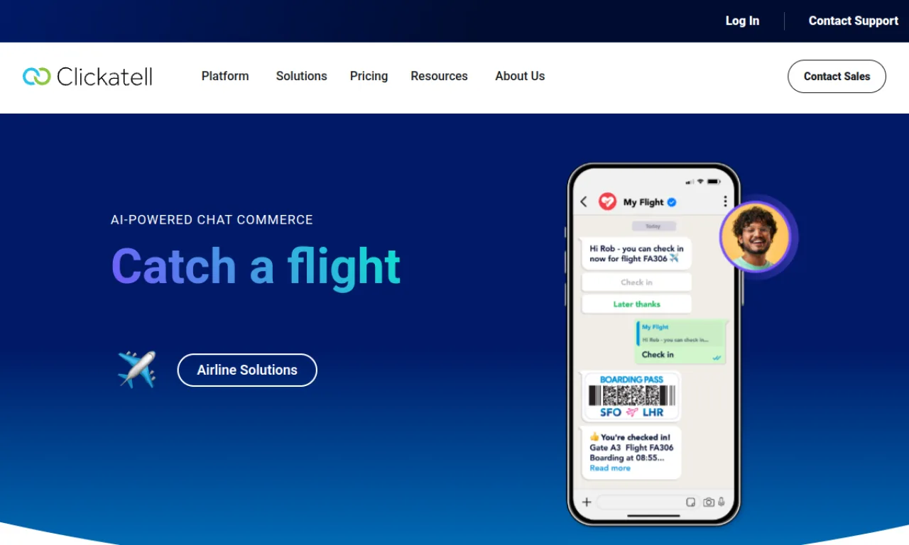 Screenshot of Clickatell website