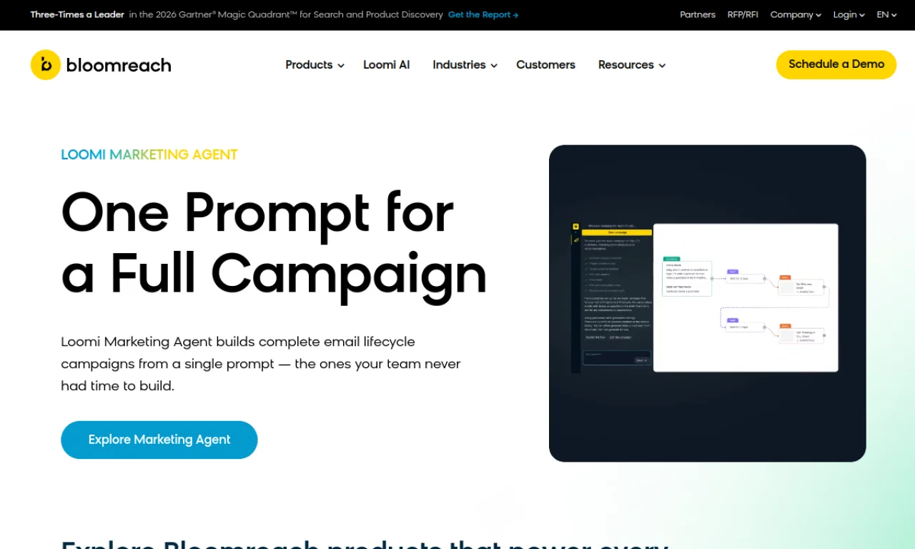 Screenshot of Bloomreach website