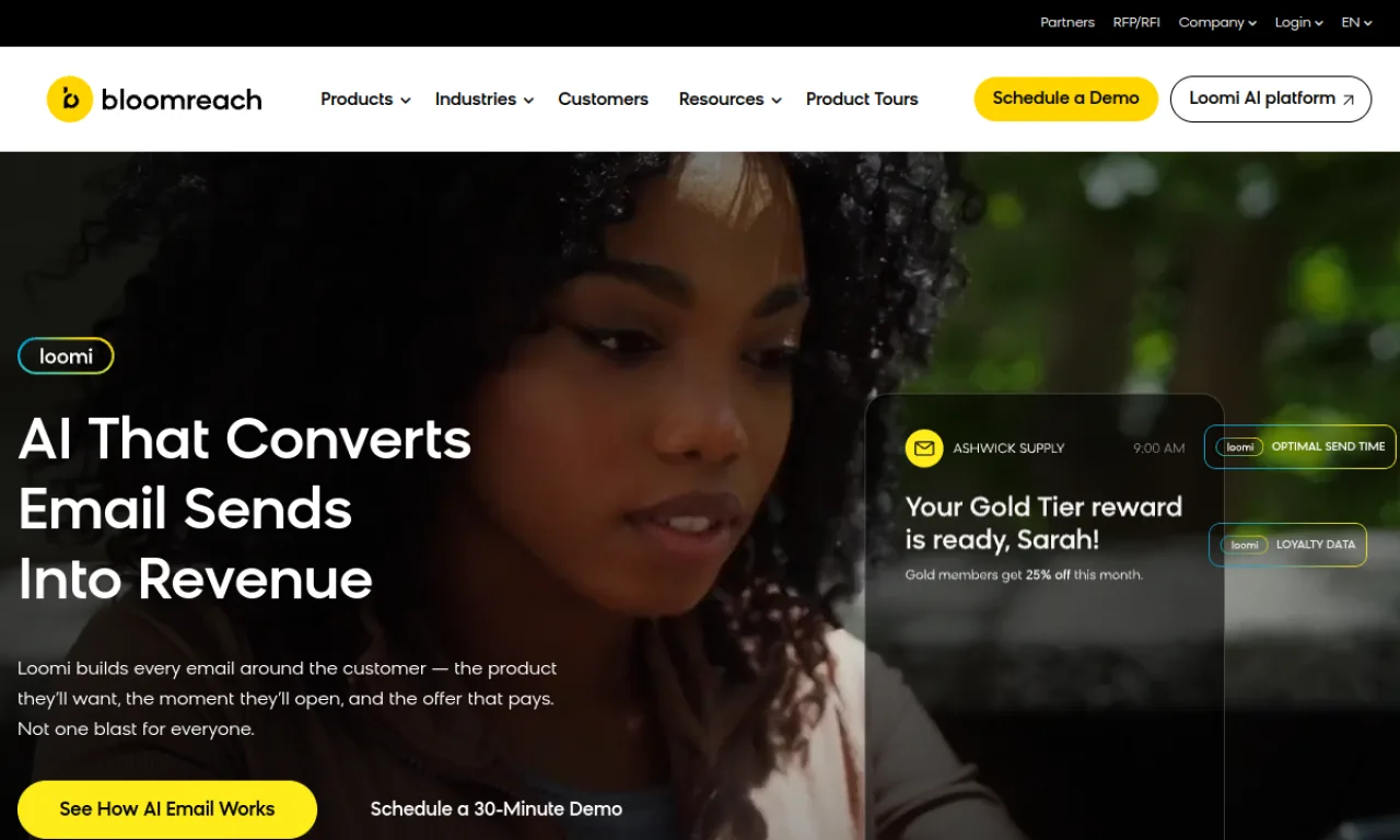Screenshot of Bloomreach website