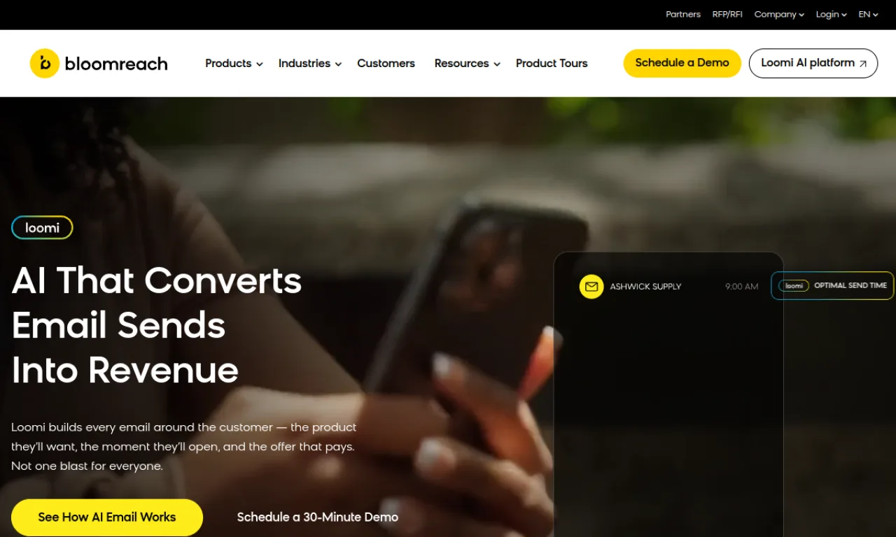 Screenshot of Bloomreach website