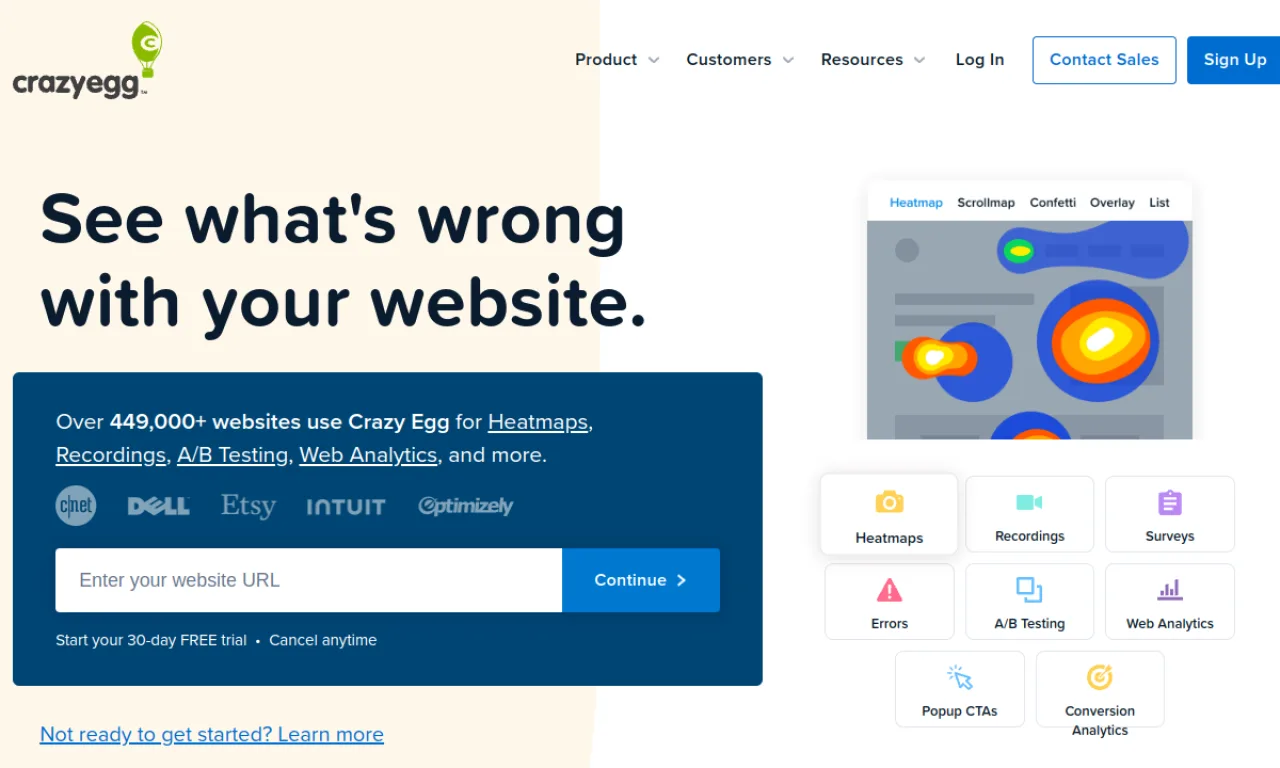 Screenshot of Crazy Egg website