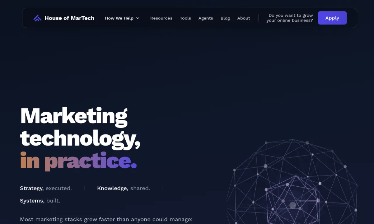 Screenshot of HouseOfMartech website