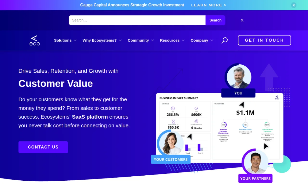 Screenshot of DecisionLink / Ecosystems website