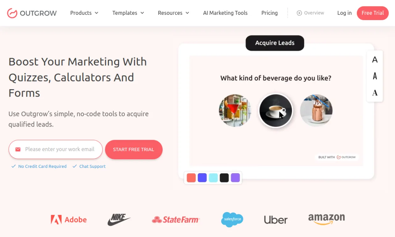 Screenshot of Outgrow website