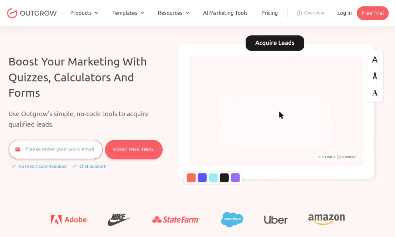Screenshot of Outgrow website
