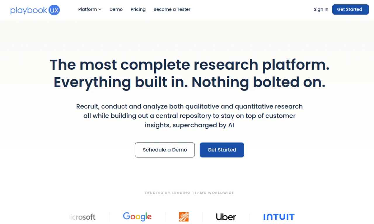 Screenshot of PlaybookUX website