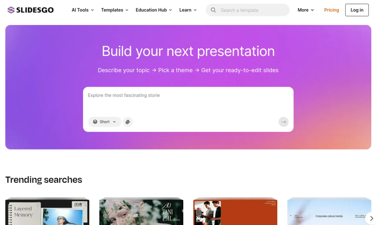 Screenshot of Slidesgo website
