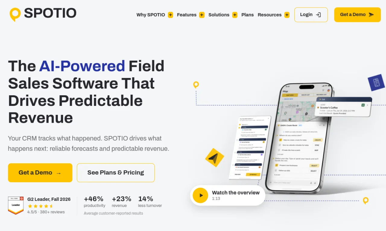 Screenshot of Spotio website