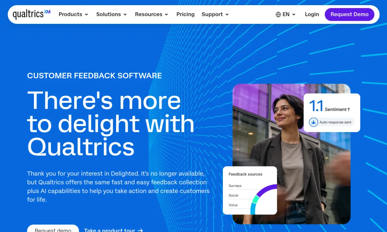 Screenshot of Delighted website