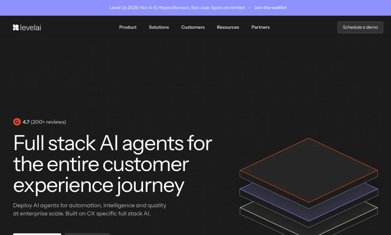 Screenshot of Level AI website