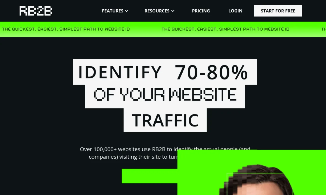 Screenshot of RB2B website