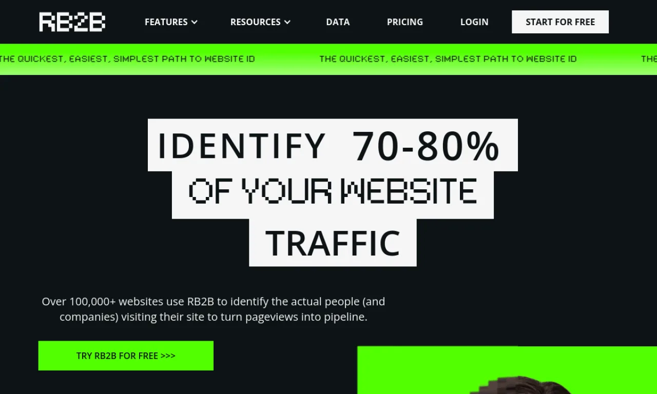 Screenshot of RB2B website