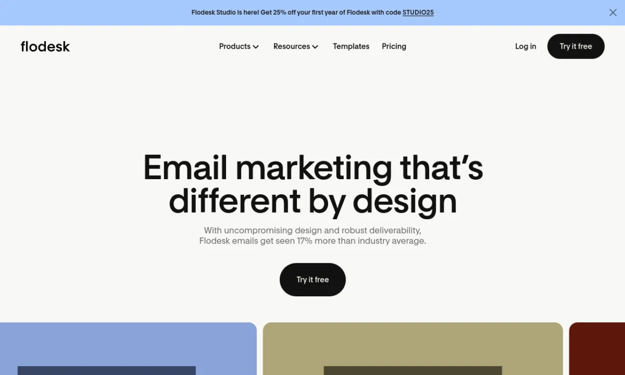 Screenshot of Flodesk website