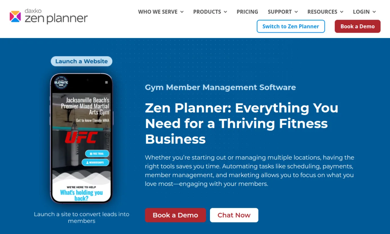 Screenshot of Zen Planner website