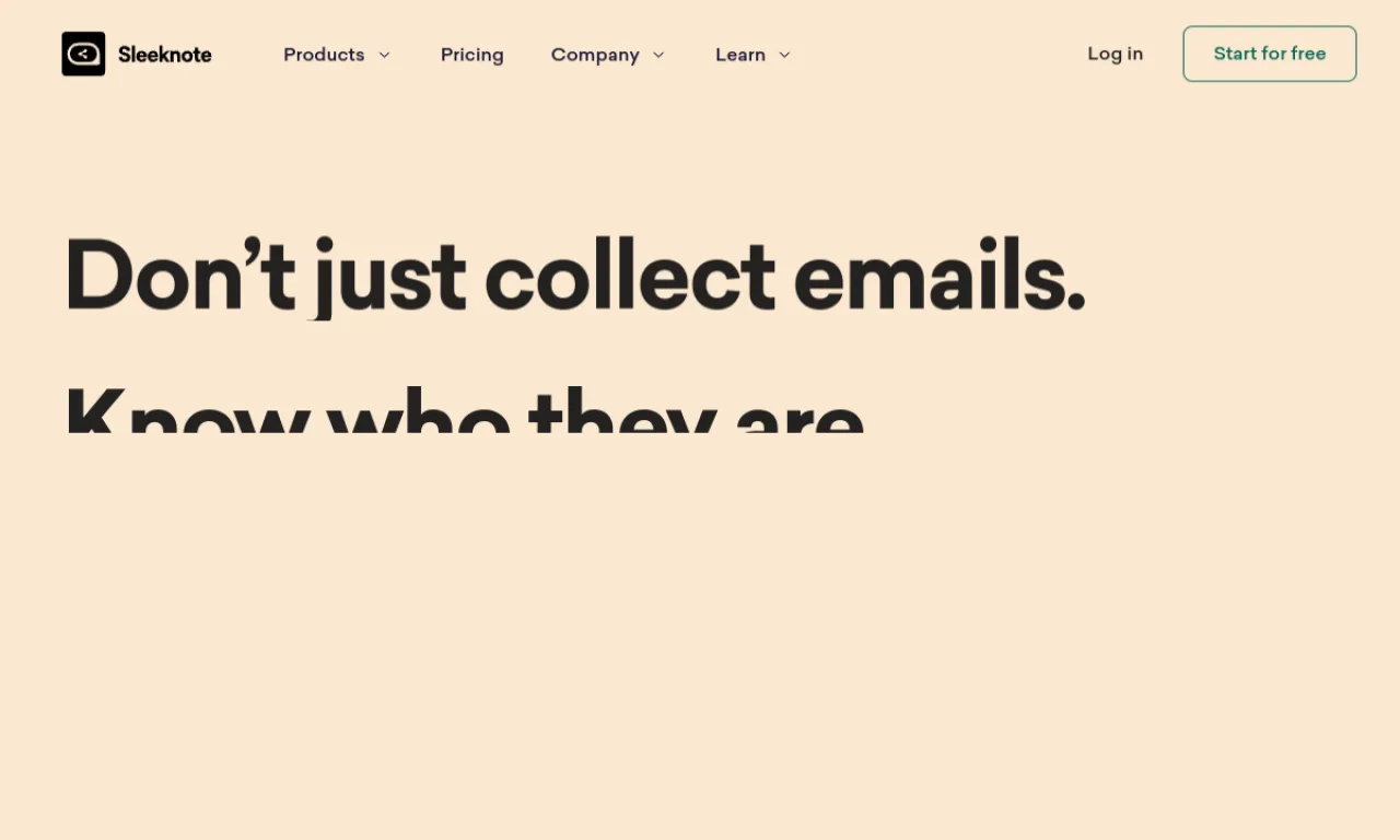 Screenshot of Sleeknote website