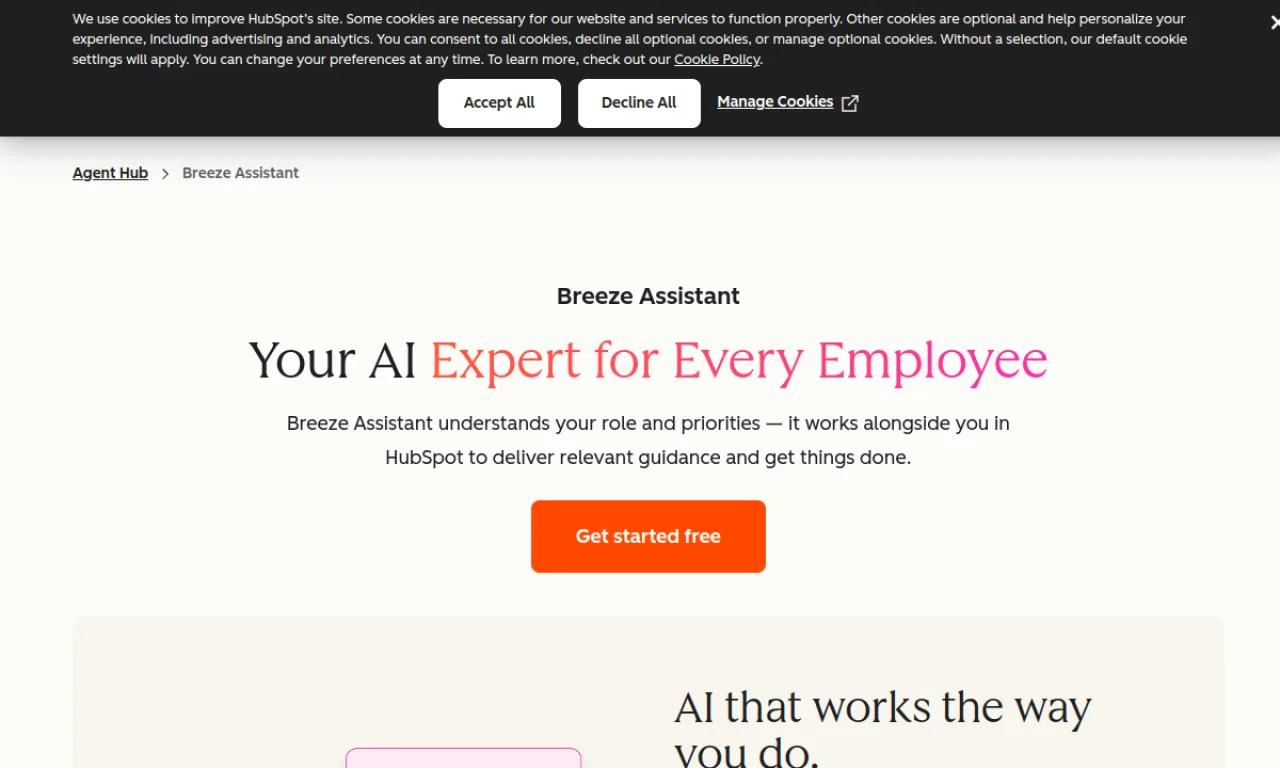 Screenshot of HubSpot Breeze website