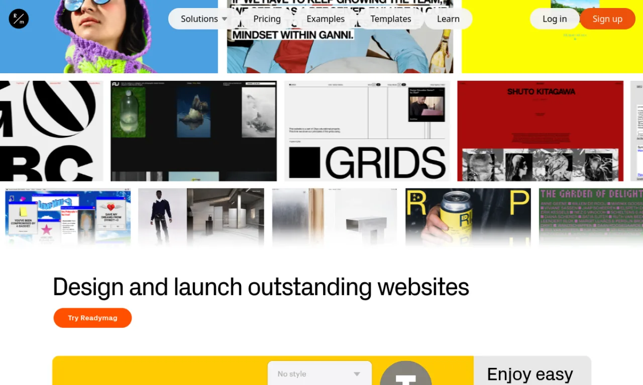 Screenshot of Readymag website