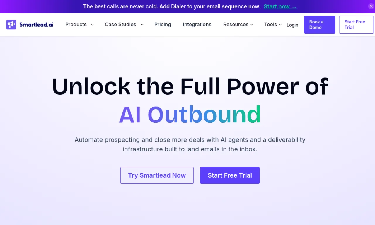 Screenshot of Smartlead.ai website