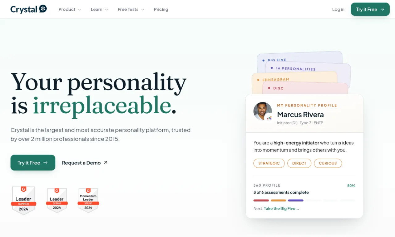 Screenshot of Crystal Knows website
