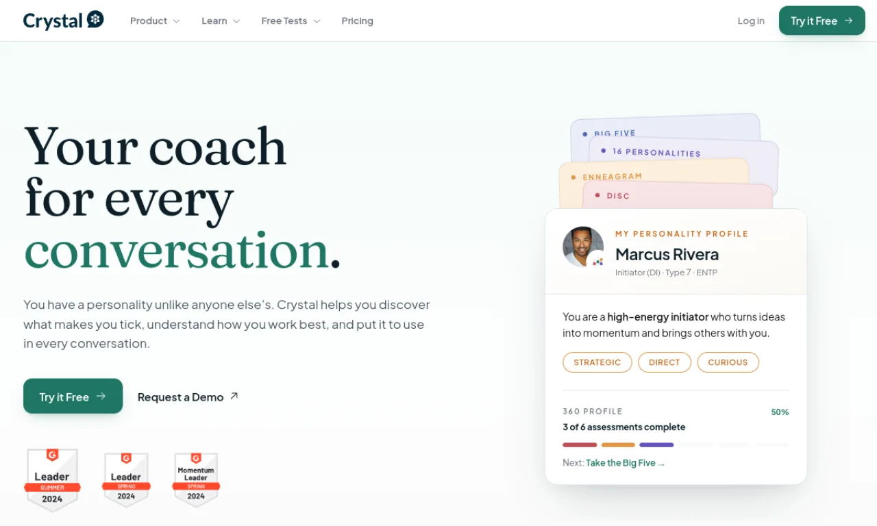 Screenshot of Crystal Knows website
