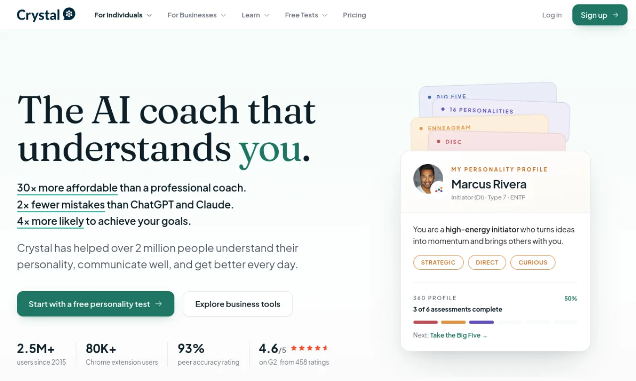 Screenshot of Crystal Knows website