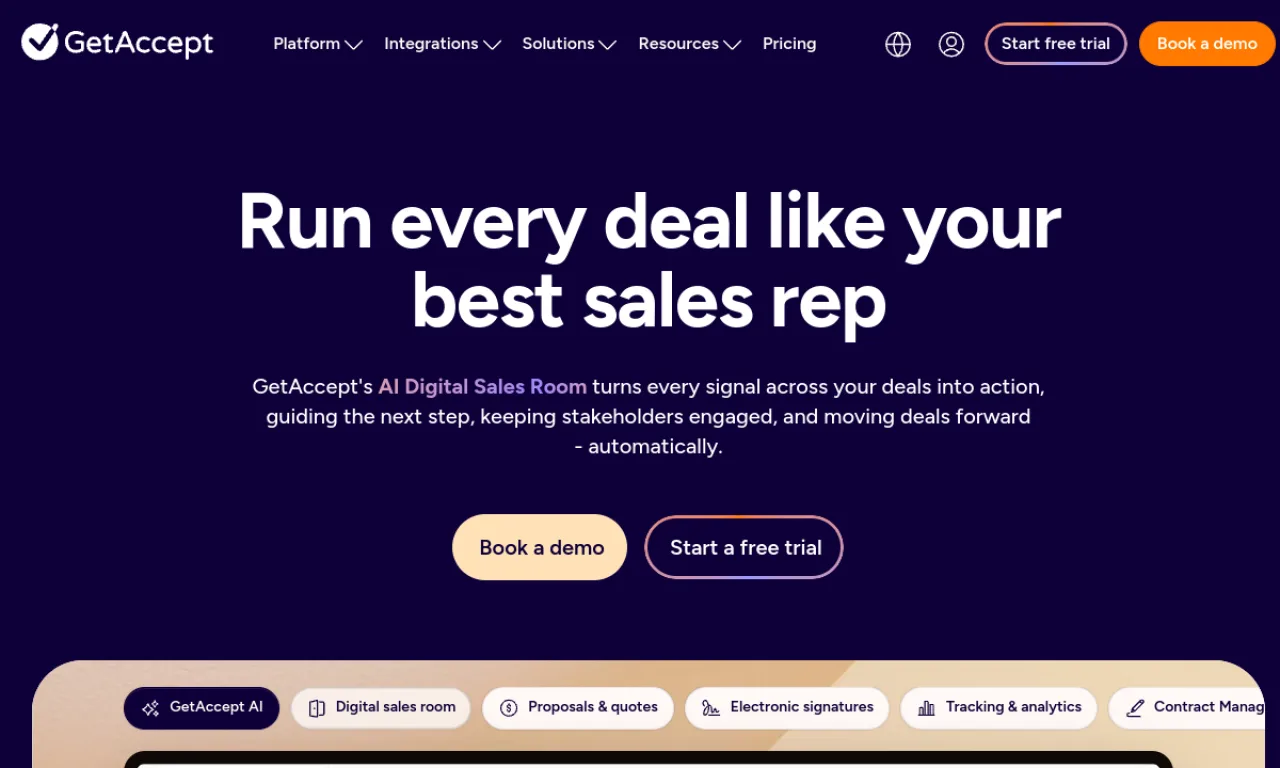 Screenshot of GetAccept website