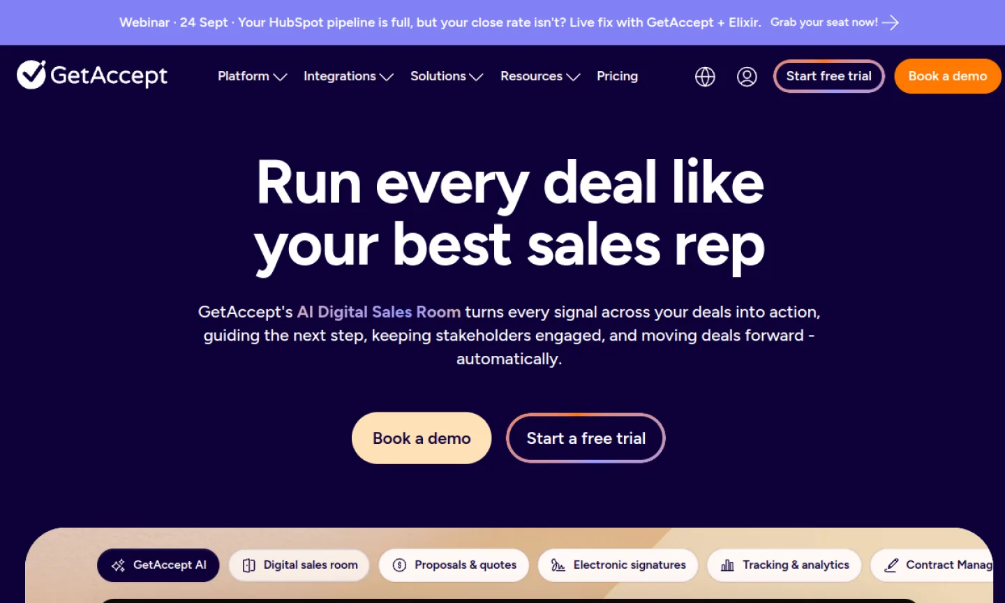 Screenshot of GetAccept website