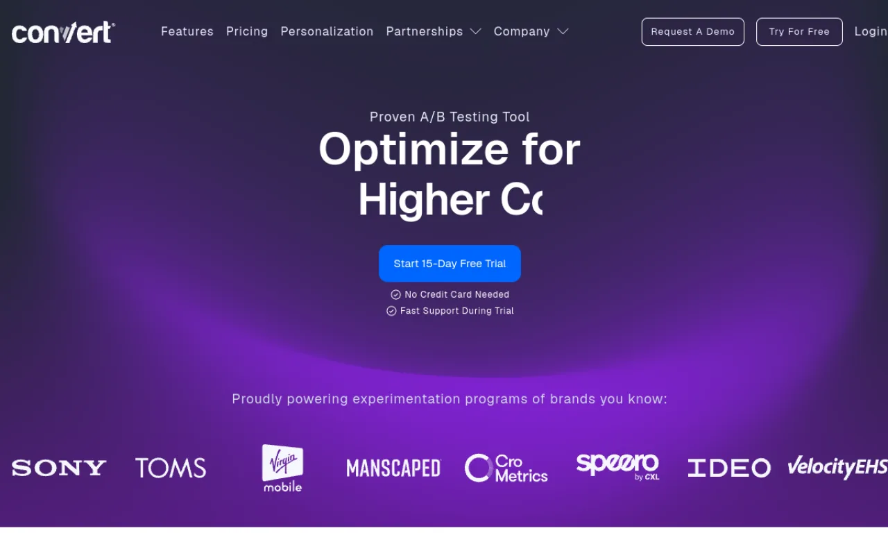 Screenshot of Convert.com website